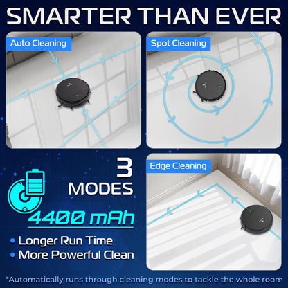 Smart Vacuum Cleaner - Automatic Robot Cleaning Vacuum With App Control 700Pa Suction And 3 Cleaning Modes Ideal For Hard Floor Pet Hair Low-Pile Carpet (Black)