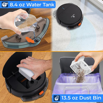 Smart Vacuum Cleaner - Automatic Robot Cleaning Vacuum With App Control 700Pa Suction And 3 Cleaning Modes Ideal For Hard Floor Pet Hair Low-Pile Carpet (Black)