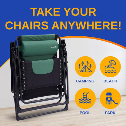 Zero Gravity Lounge Chair - Ultimate Comfort - Steel & Textilene - Green