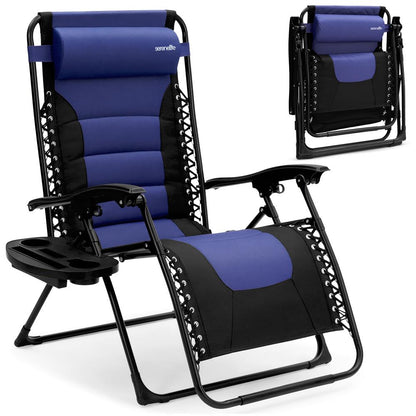 Zero Gravity Recliner Chair - Ultimate Comfort Foldable Blue