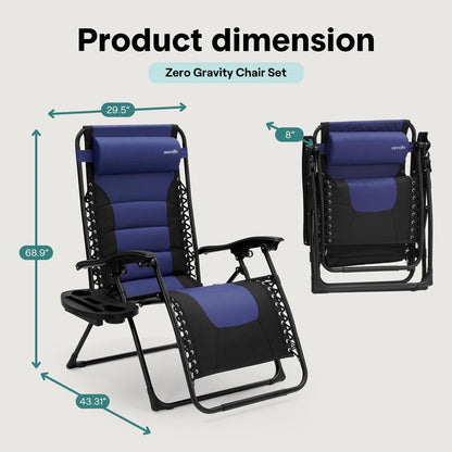 Zero Gravity Recliner Chair - Ultimate Comfort Foldable Blue