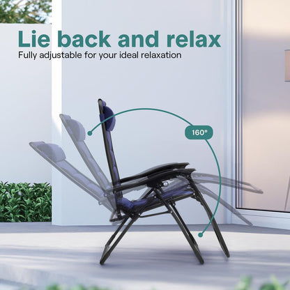 Zero Gravity Recliner Chair - Ultimate Comfort Foldable Blue