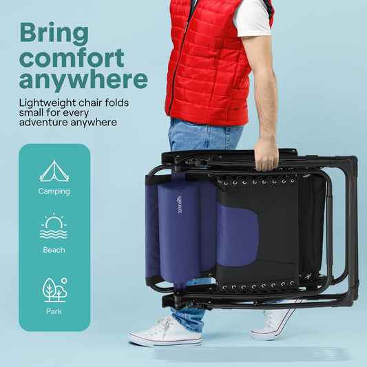 Zero Gravity Recliner Chair - Ultimate Comfort Foldable Blue