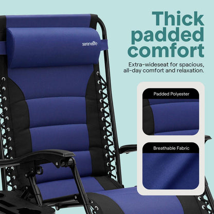Zero Gravity Recliner Chair - Ultimate Comfort Foldable Blue