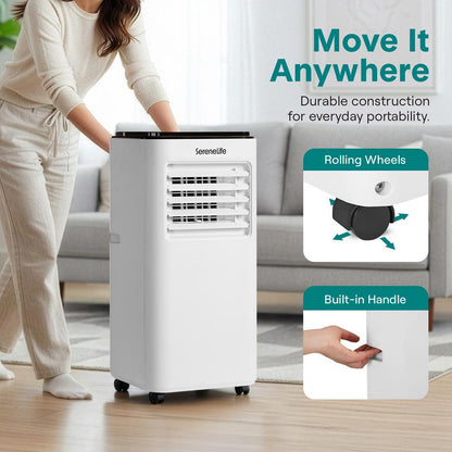 Single Duct Portable Air Conditioner And Heater - 8000 Btu Cooling Capacity (Ashrae) Compact Home A/C Cooling And Heating Unit With Built-In Dehumidifier & Fan Modes Includes Window Mount Kit (White And Black)
