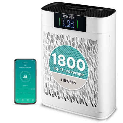 Purificador de aire HEPA con control WiFi ultrasilencioso 100 m² blanco
