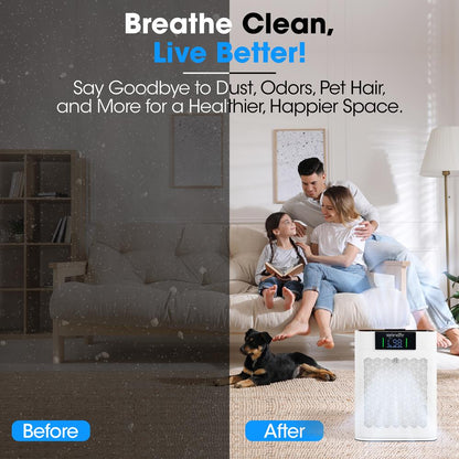 Purificador de aire HEPA con control WiFi ultrasilencioso 100 m² blanco