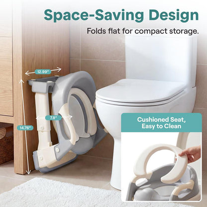 Serenelife Toddler Potty Seat With Ladder – Lightweight Portable 2-In-1 Toilet Trainer With Adjustable Step Ladder Removable Bowl Splash Guard Reward Chart And Toilet Cover – Comfortable And Safe For Easy Potty Training (Gray)
