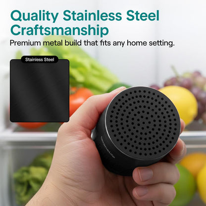 Serenelife Round Refrigerator Deodorizer Lasts Up To 10 Years More Effective Than Baking Soda - With Natural Bamboo Air Purifying Technology (Black)