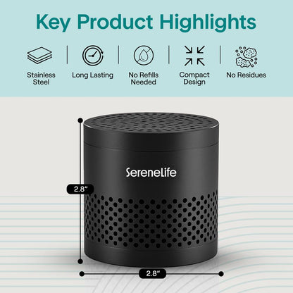 Serenelife Round Refrigerator Deodorizer Lasts Up To 10 Years More Effective Than Baking Soda - With Natural Bamboo Air Purifying Technology (Black)