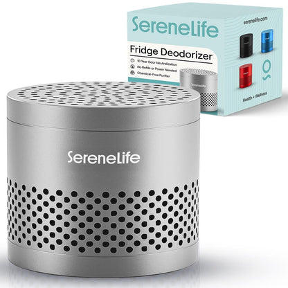 Desodorante redondo de nevera Serenelife dura hasta 10 años, más eficaz que el bicarbonato de sodio - Con tecnología purificadora de aire de bambú natural (gris)