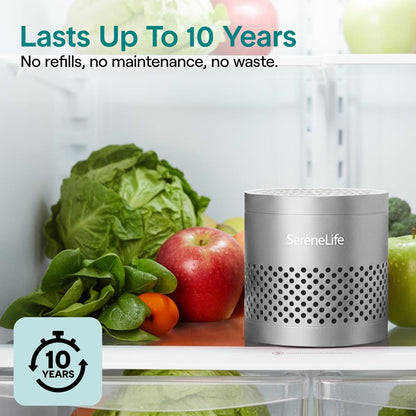 Desodorante redondo de nevera Serenelife dura hasta 10 años, más eficaz que el bicarbonato de sodio - Con tecnología purificadora de aire de bambú natural (gris)
