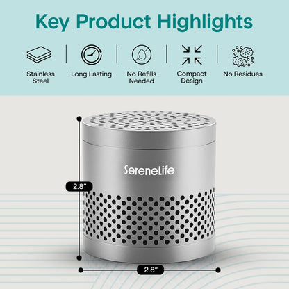 Desodorante redondo de nevera Serenelife dura hasta 10 años, más eficaz que el bicarbonato de sodio - Con tecnología purificadora de aire de bambú natural (gris)