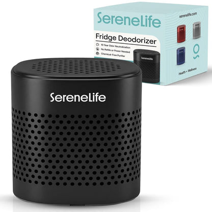 Desodorizante cuadrado para refrigerador Serenelife dura hasta 10 años, más eficaz que el bicarbonato de sodio - Con tecnología natural purificadora de aire de bambú (negro)