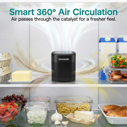 Desodorizante cuadrado para refrigerador Serenelife dura hasta 10 años, más eficaz que el bicarbonato de sodio - Con tecnología natural purificadora de aire de bambú (negro)