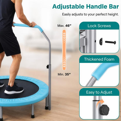 40 Foldable Trampoline Weight Loss Adjustable Handle Sky Blue