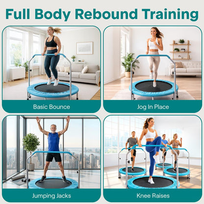 40 Foldable Trampoline Weight Loss Adjustable Handle Sky Blue