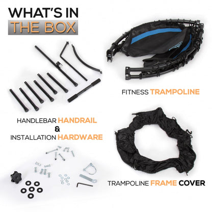Foldable Mini Trampoline Aerobic Fitness Adjustable Handrail 264 lbs Capacity