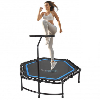 Trampolín de fitness plegable de 48 pulgadas con barandilla ajustable, capacidad de 264 lb