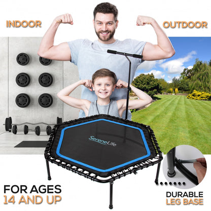 Trampolín de fitness plegable de 48 pulgadas con barandilla ajustable, capacidad de 264 lb