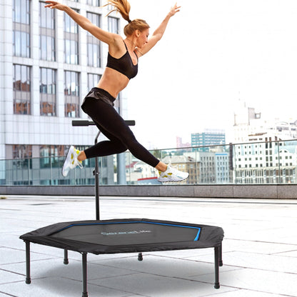 Trampolín de fitness plegable de 48 pulgadas con barandilla ajustable, capacidad de 264 lb