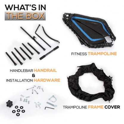Trampolín de fitness plegable de 48 pulgadas con barandilla ajustable, capacidad de 264 lb