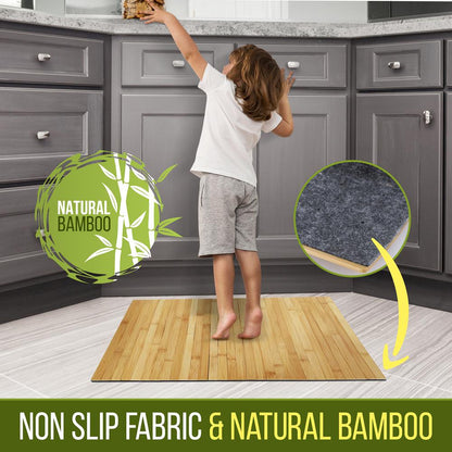 Alfombrilla de baño de bambú - Resistente al agua, antideslizante, plegable, madera natural