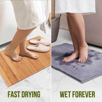 Alfombrilla de baño de bambú - Resistente al agua, antideslizante, plegable, madera natural
