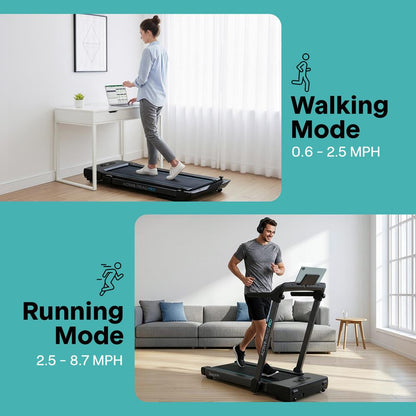 Walking Pad Treadmill Space-Saving 2.5HP LED Display 265lbs Capacity