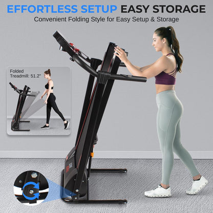 Electric Folding Treadmill Compact Design Bluetooth 12 Modes