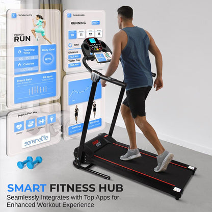 Electric Folding Treadmill Compact Design Bluetooth 12 Modes
