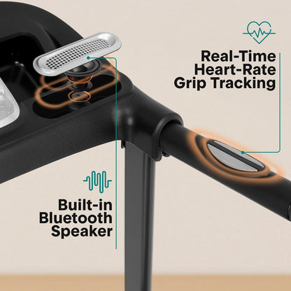 Cinta de correr plegable para fitness en casa, 6 MPH, motor de 1HP, 12 programas, Bluetooth