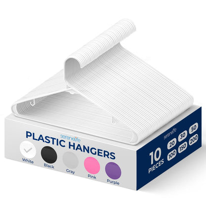 10 Pack Non-Slip Plastic Hangers Space-Saving 360° Swivel Hook White