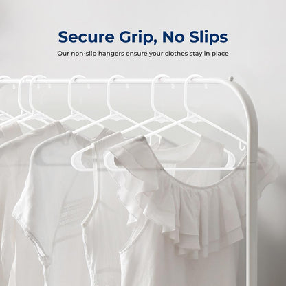 10 Pack Non-Slip Plastic Hangers Space-Saving 360° Swivel Hook White
