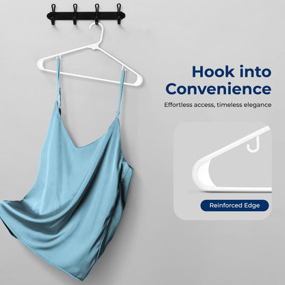 10 Pack Non-Slip Plastic Hangers Space-Saving 360° Swivel Hook White