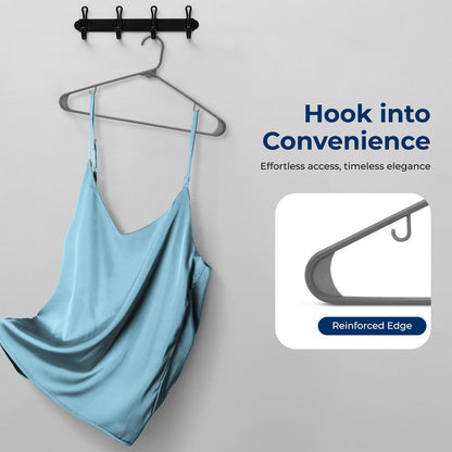20 Pack Plastic Hangers Space-Saving Non-Slip 360° Swivel Hook Gray
