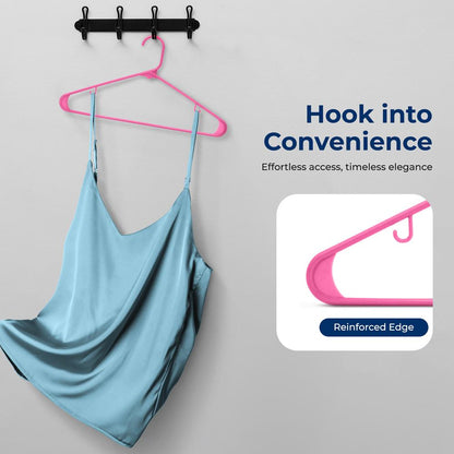 20-Pack Non-Slip Plastic Hangers Space-Saving 360¬8 Swivel Hook Pink