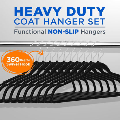 Velvet Hangers 10-Pack Non-Slip 360° Swivel Hook Space-Saving
