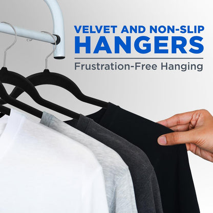 Velvet Hangers 10-Pack Non-Slip 360° Swivel Hook Space-Saving