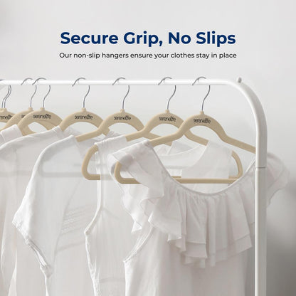 10 Pack Velvet Hangers - Non-Slip Space-Saving 360° Swivel Ivory