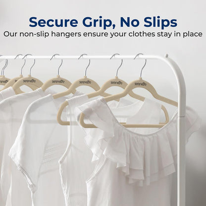 Velvet Hangers 50-Pack Non-Slip 360° Swivel Hook Space-Saving Ivory