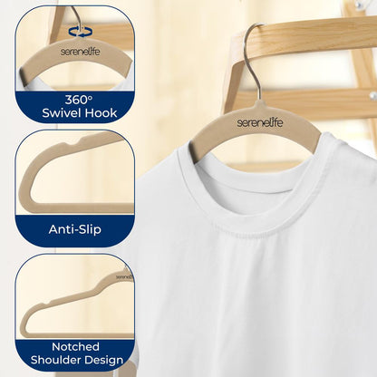 Velvet Hangers 50-Pack Non-Slip 360° Swivel Hook Space-Saving Ivory