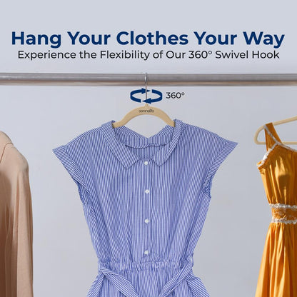Velvet Hangers 50-Pack Non-Slip 360° Swivel Hook Space-Saving Ivory