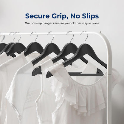 50-Pack Wooden Coat Hangers - Durable Space-Saving 360° Swivel Hook