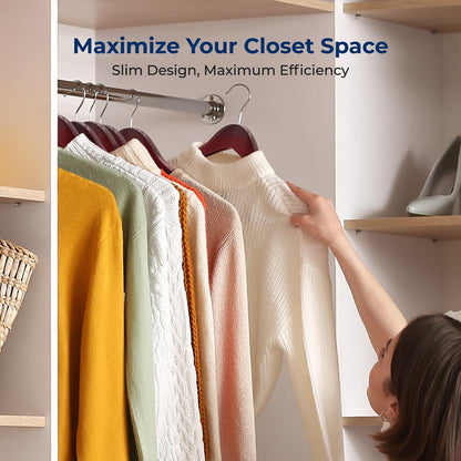20-Pack Wooden Coat Hangers - Durable Space-Saving 360° Swivel Hook