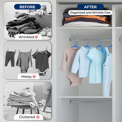 20 Pack Non-Slip Kids Hangers - Space-Saving Durable Plastic Blue