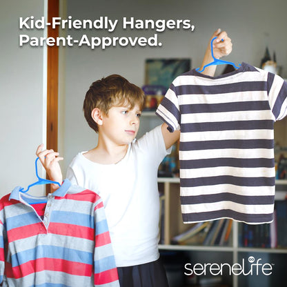 Plastic Kids Hangers 60-Pack Non-Slip Space-Saving Blue