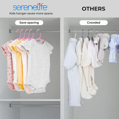40 Pack Non-Slip Kids Hangers - Space-Saving Durable Pink