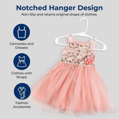 40-Pack Non-Slip Kids Hangers - Space-Saving Durable White
