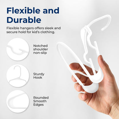 40-Pack Non-Slip Kids Hangers - Space-Saving Durable White